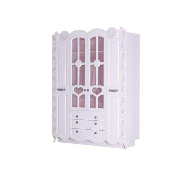 Шкаф 4-х дверный Принцесса  лиственница белая/омела глянец металлик