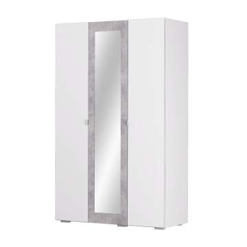 Шкаф 3-х створчатый с зеркалом Акация белое сияние/цемент светлый