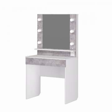 Стол туалетный с зеркалом Акация белое сияние/цемент светлый