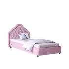 Кровать 900х2000 Принцесса лиственница белая/омела глянец металлик/ткань розовая